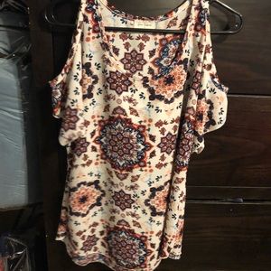 Floral open shoulder top